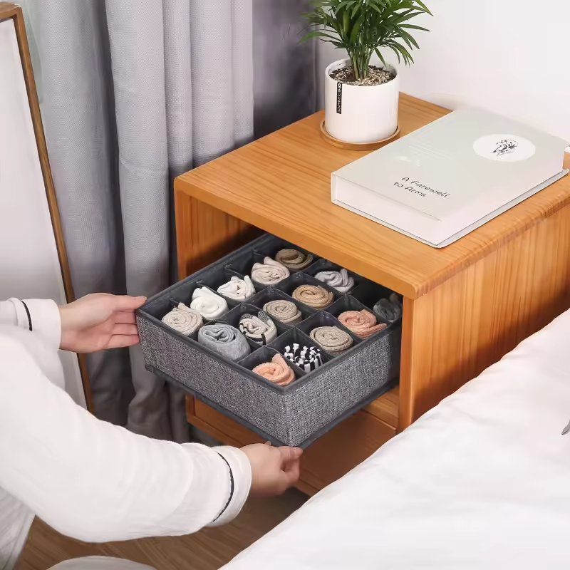 Foldable linen storage box soft cover 3-piece set clothing organizer washable pp board compartment storage