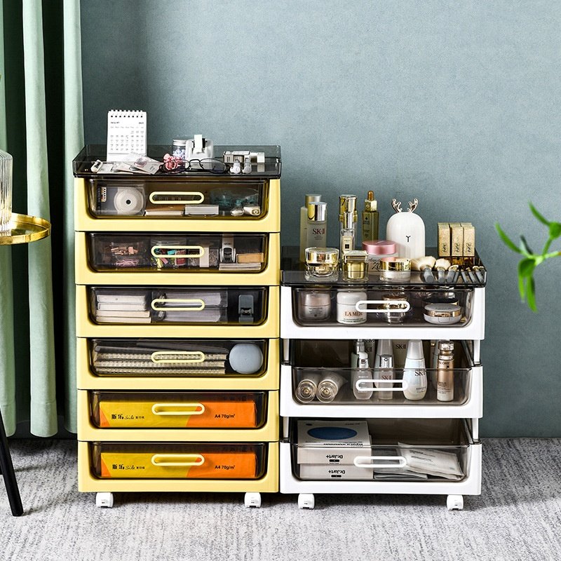 Makeup organizer desktop office storage box cabinet drawer type dustproof cosmetic lipstick plastic for bedroom accessories bins