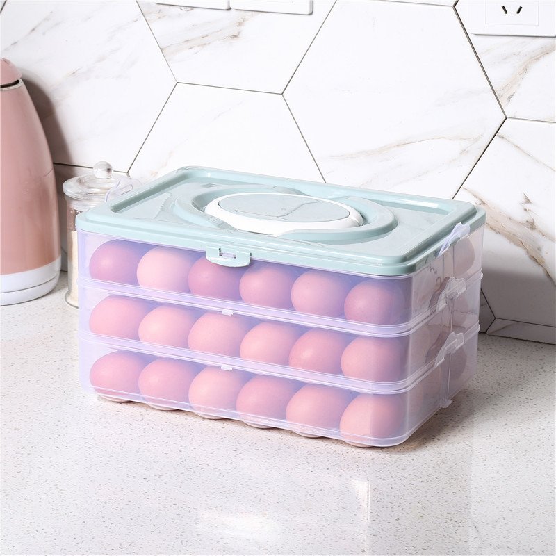 24 grid household refrigerator portable egg storage box folded preservation box multi-layer plastic food fruit and egg tray