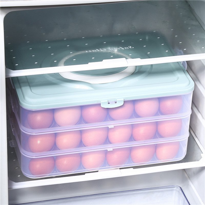 24 grid household refrigerator portable egg storage box folded preservation box multi-layer plastic food fruit and egg tray