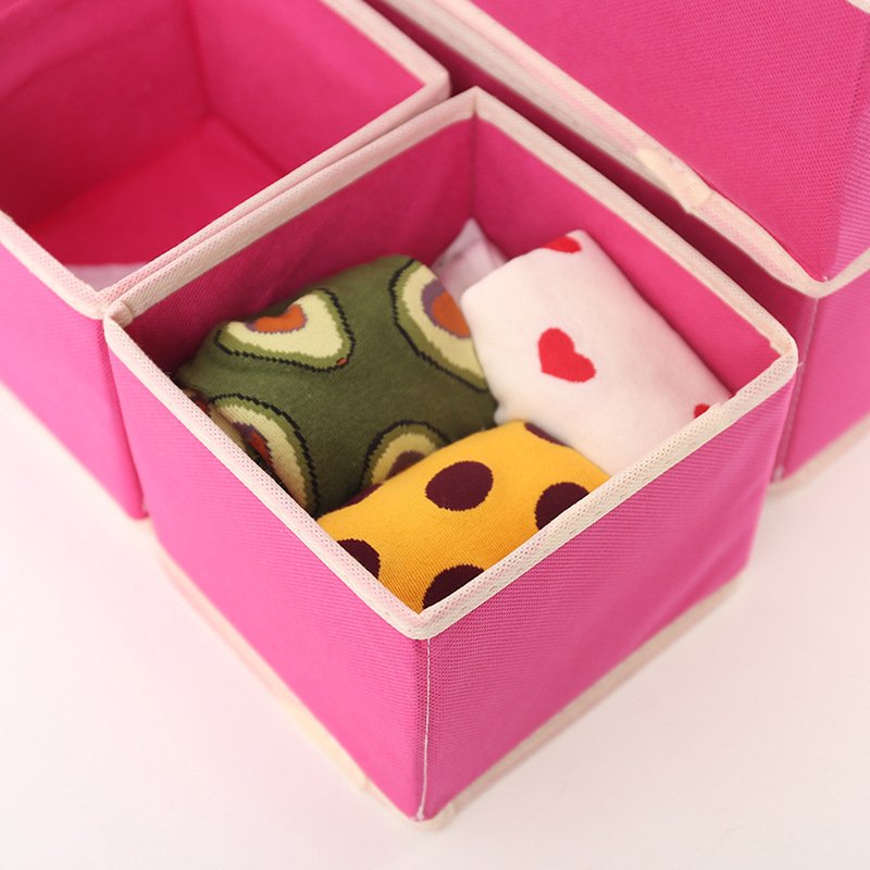 Non-Woven Underwear organizer storage box 6pcs set Bra Socks clothes storage box drawer divider folding storage box