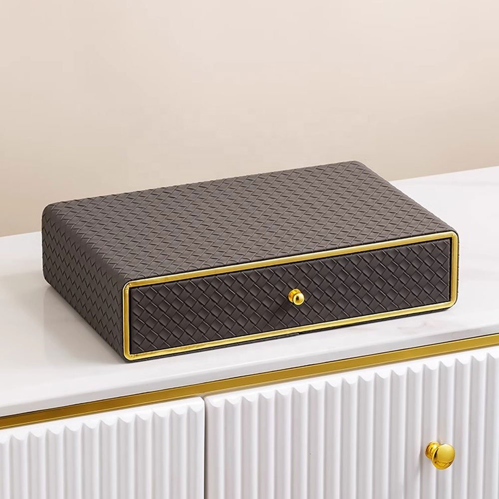 Luxurious Classic Style Leather Jewellery Box Organiser Drawer Storage Cosmetic Storage Box for Dressing Table
