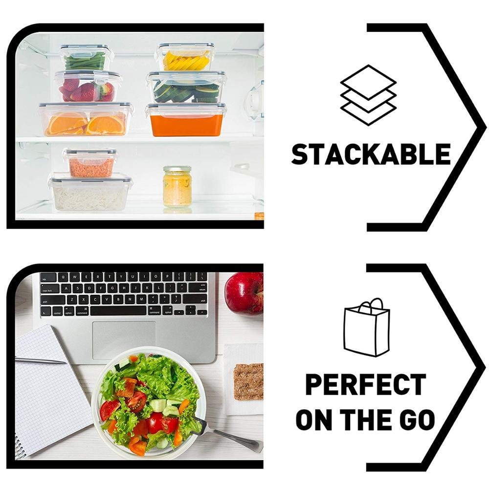12 packs Clear Fruits, vegetables, multifunctional Plastic Food Storage Containers set with Lids BPA-Free
