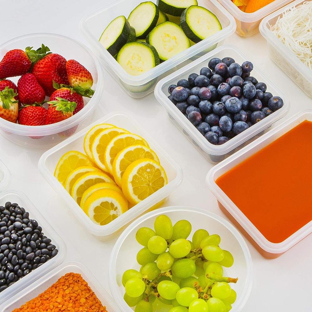 12 packs Clear Fruits, vegetables, multifunctional Plastic Food Storage Containers set with Lids BPA-Free