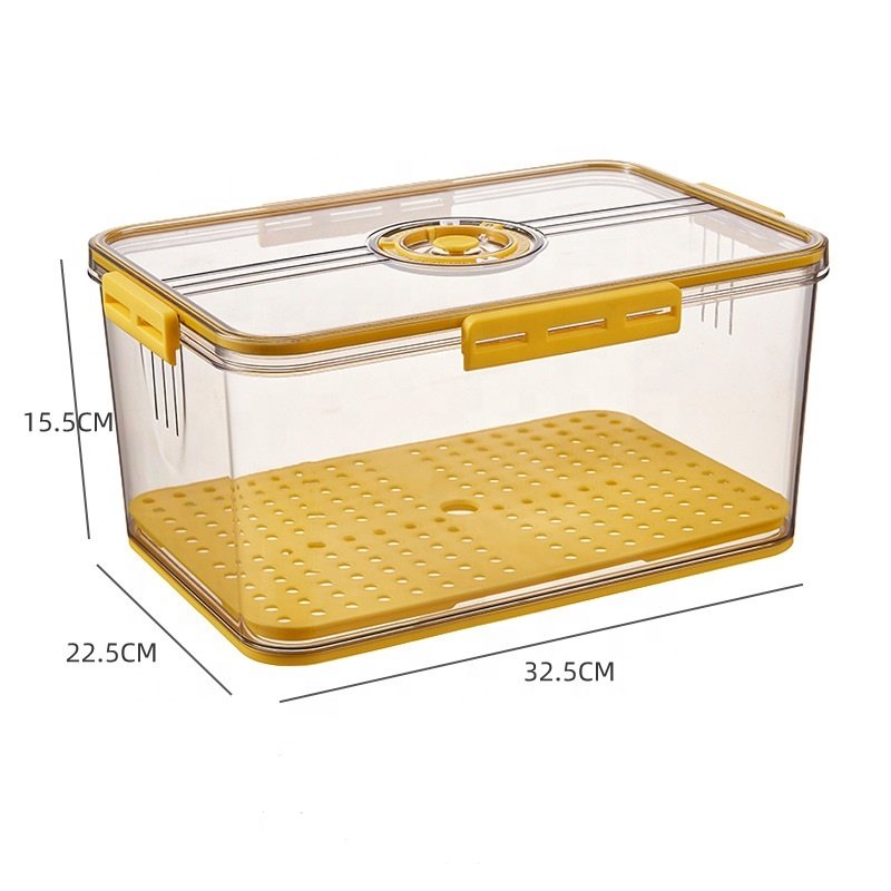 Large capacity food storage box, wholesale separated fruit and vegetable refrigerated box with tray, rice grain storage box