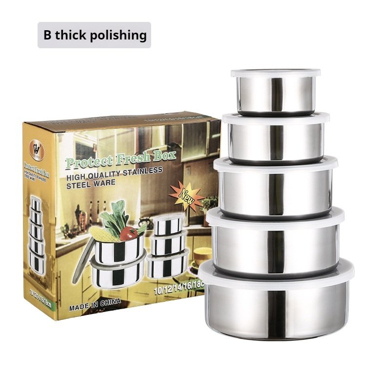 5pcs Stainless Steel Round Food Storage Boxes with Plastic Lids Fresh Keeping Colored Food Containers For Children
