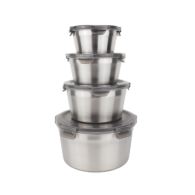 Stainless Steel 304 Airtight Leaking Proof Storage Containers For Meal Set Of 4 fridge storage boxes refrigerator