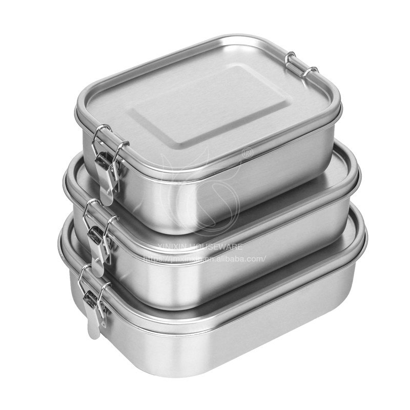 Stainless Steel Lunch Box Large Metal Bento Container with 3 Divided Food Compartments Bento Lunchbox Kid For Adults