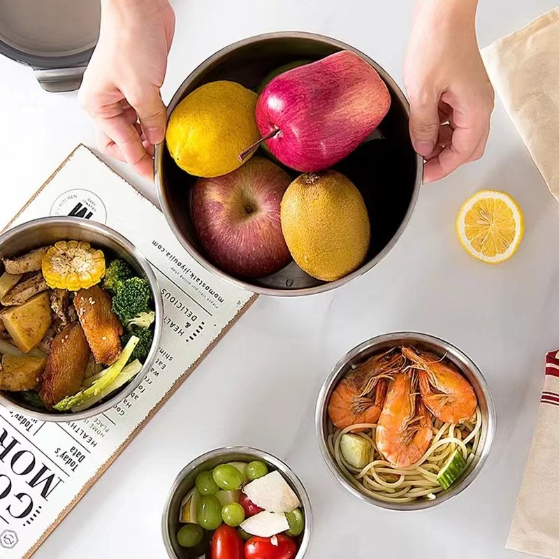 Refrigerator Stainless Steel Container Custom Round Storage Box 18/8 Meal Prep Bento Lunch Box Food Storage Container with Lids