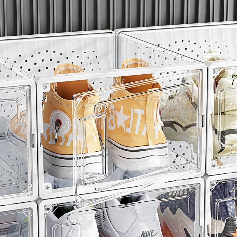 Clear Plastic Giant Magnetic Shoe Box Acrylic Shoe Storage Box Clear Plastic Stackable Foldable Shoe Storage Box