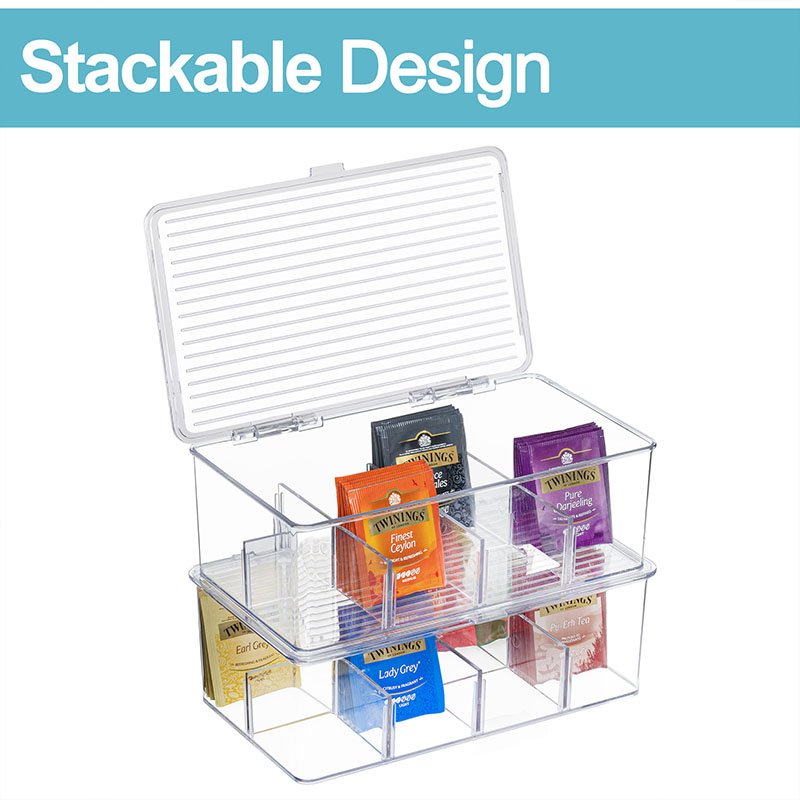 Tea Bags Holder Stackable Tea Bag Organizer Plastic Tea Storage Box