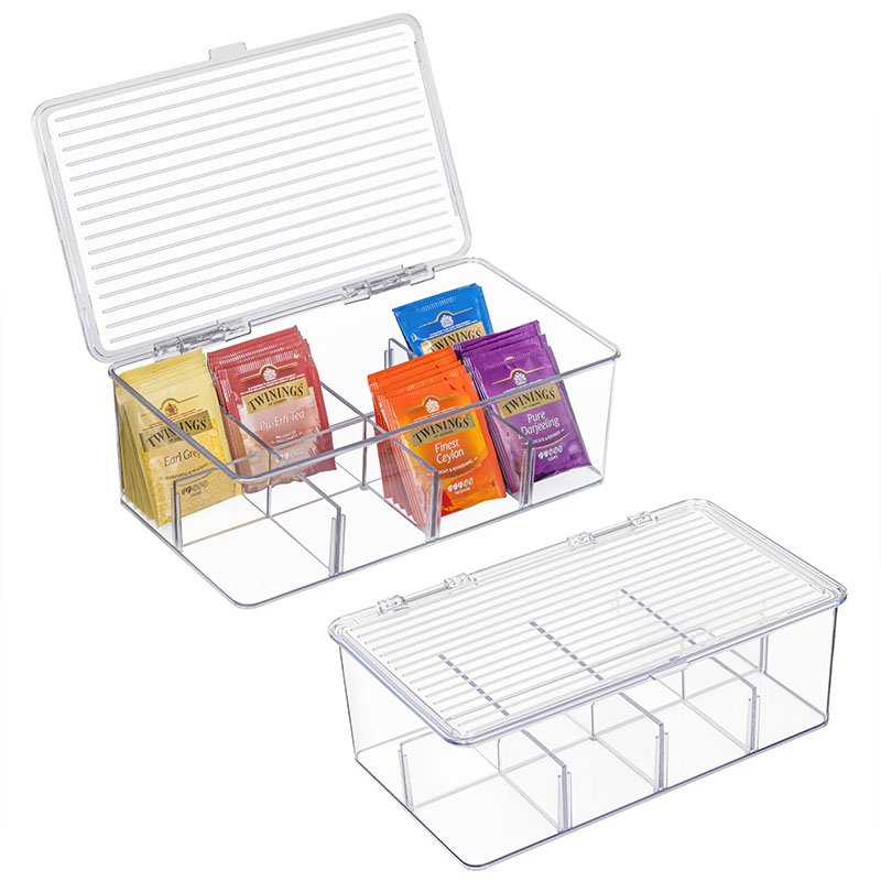 Tea Bags Holder Stackable Tea Bag Organizer Plastic Tea Storage Box
