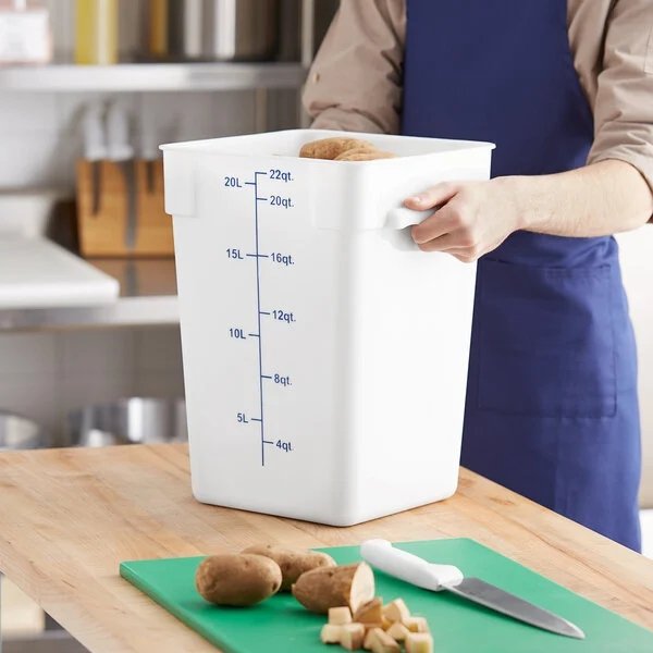 Polypropylene Square Storage Bucket White Food Storage Box Container with Lid
