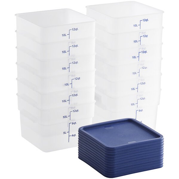 Polypropylene Square Storage Bucket White Food Storage Box Container with Lid