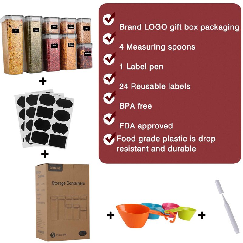 Hot selling kitchen 8pcs set food storage container Storage Boxes & Bins Eco-friendly food container box with lid