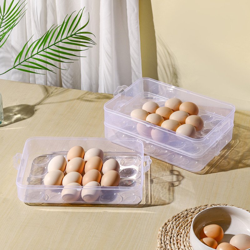 PP Anti-collision 1-3layer Egg Fresh Storage Holder Box Portable Egg Storage Box With Cover Kitchen Refrigerator Egg storage box
