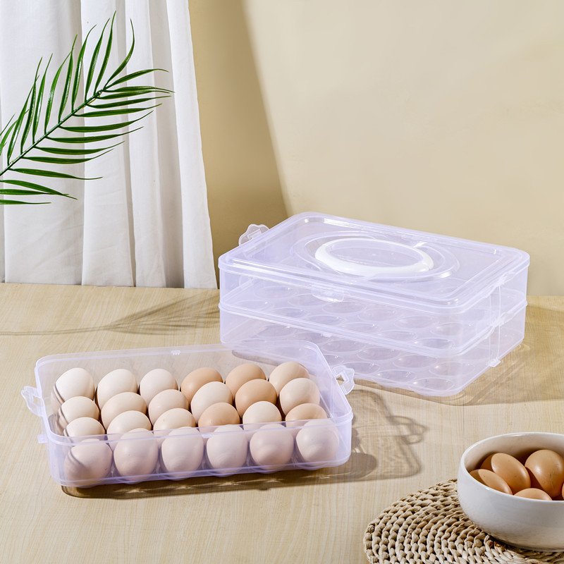 PP Anti-collision 1-3layer Egg Fresh Storage Holder Box Portable Egg Storage Box With Cover Kitchen Refrigerator Egg storage box