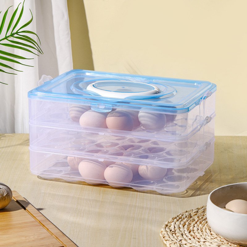 PP Anti-collision 1-3layer Egg Fresh Storage Holder Box Portable Egg Storage Box With Cover Kitchen Refrigerator Egg storage box