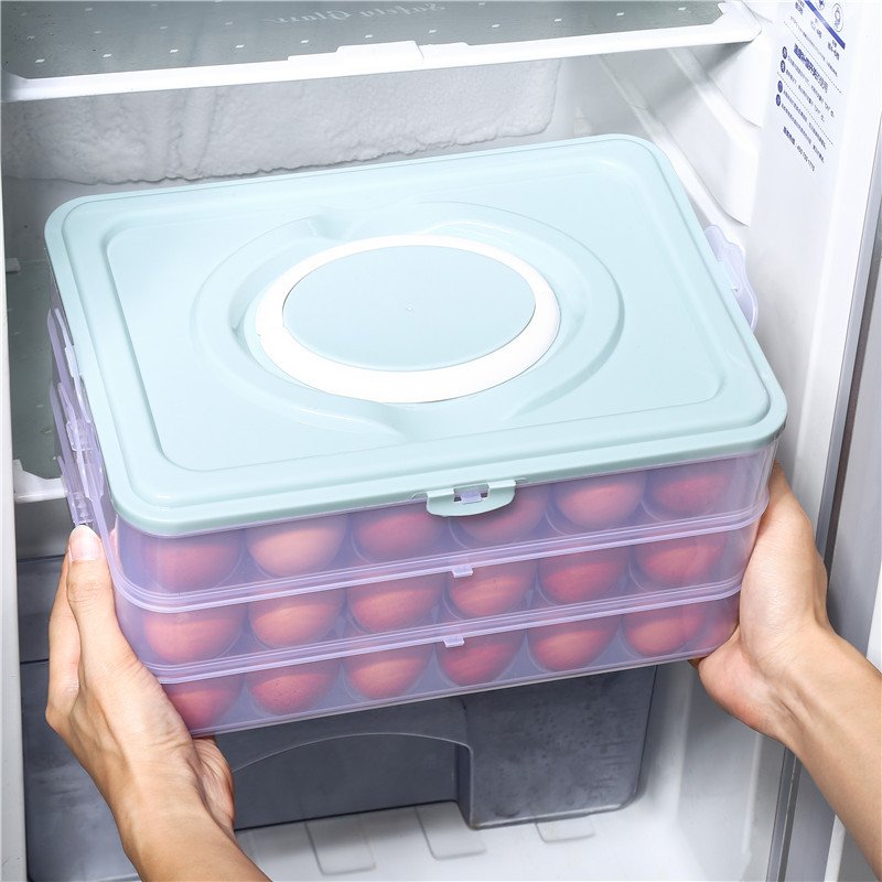 PP Anti-collision 1-3layer Egg Fresh Storage Holder Box Portable Egg Storage Box With Cover Kitchen Refrigerator Egg storage box