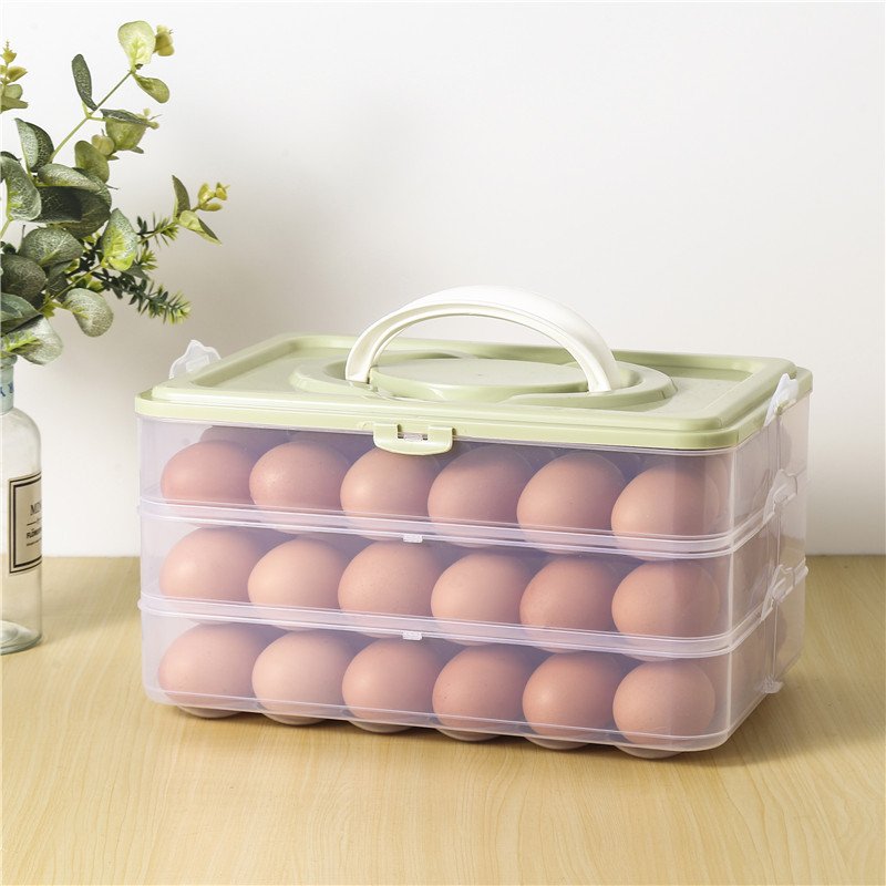PP Anti-collision 1-3layer Egg Fresh Storage Holder Box Portable Egg Storage Box With Cover Kitchen Refrigerator Egg storage box