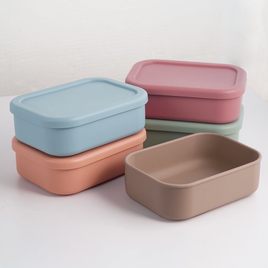Custom Your logo Silicone Food Storage Containers 800ML Bento Lunch Box Silicone Containers with Lids Freezer Containers