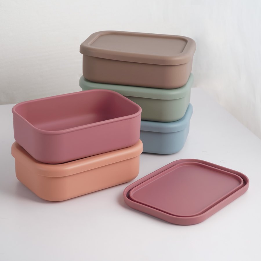 Custom Your logo Silicone Food Storage Containers 800ML Bento Lunch Box Silicone Containers with Lids Freezer Containers