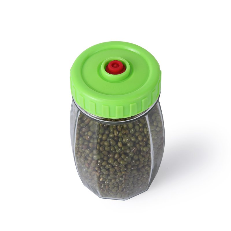 Air out lid airtight octagon food storage glass jar for canning