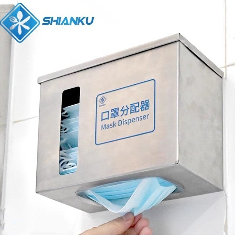 Shianku Food Grade Wall Mount Face Mask Dispenser 304 Stainless Steel Mask Storage Box