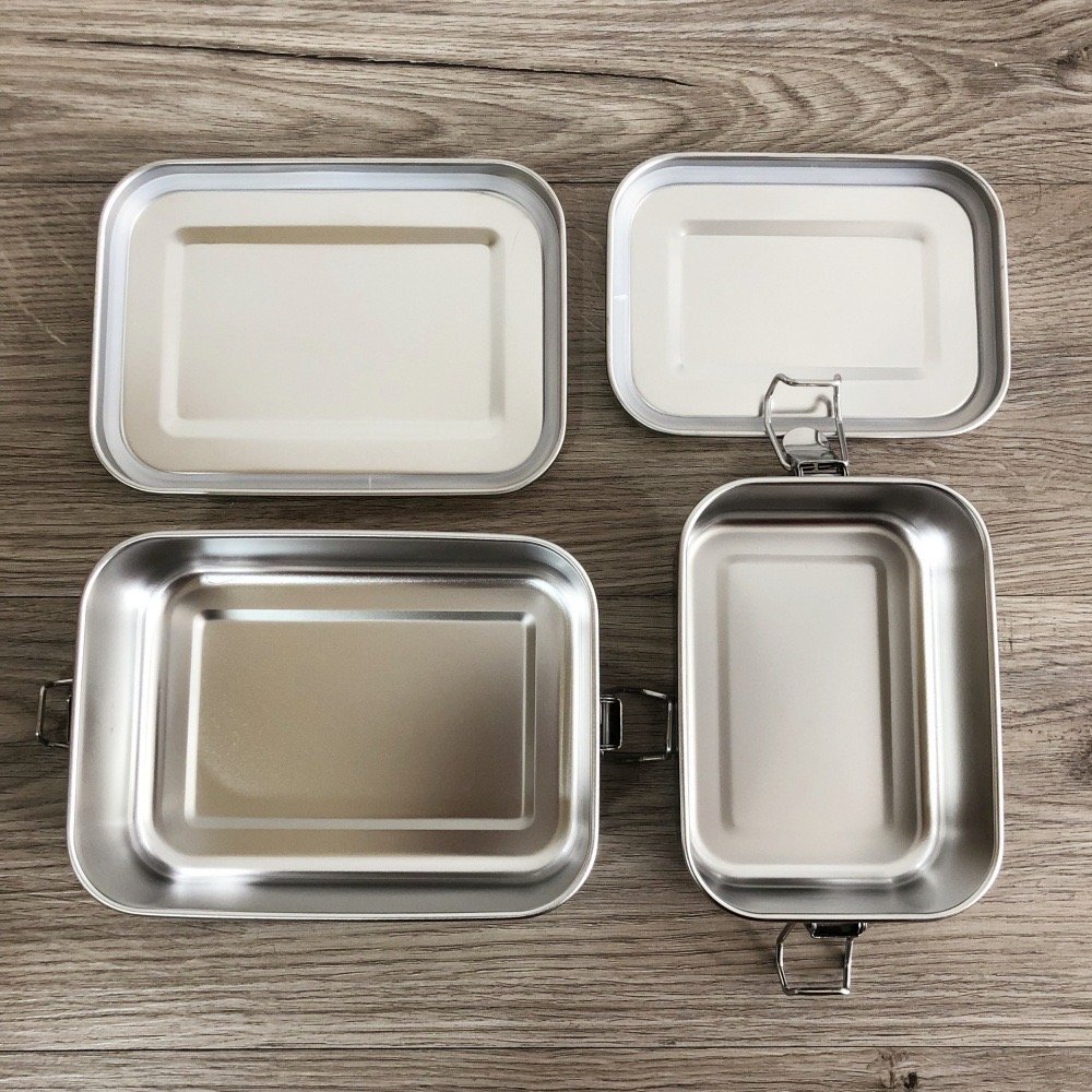 Modern Rectangle 304 Stainless Steel Lunch Boxes Steel Lid Clip 550ML/850ML/1400ML/2400ML Capacity Food Storage Container