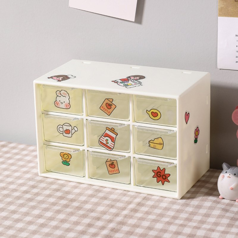 Custom Good Quality Transparent Nine Palace Grid Drawer Storage Box Desktop Storage Drawer