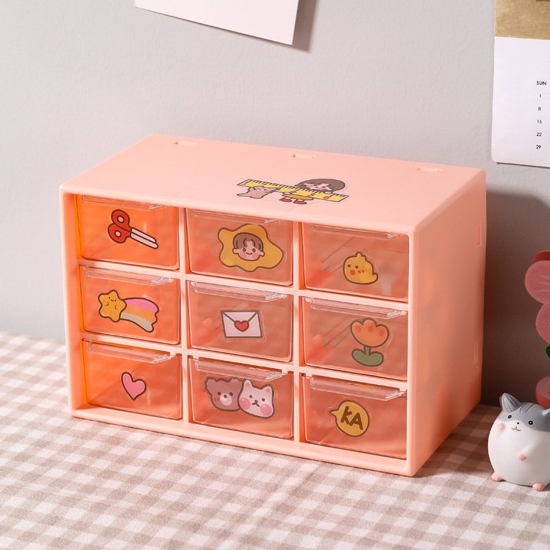 Custom Good Quality Transparent Nine Palace Grid Drawer Storage Box Desktop Storage Drawer