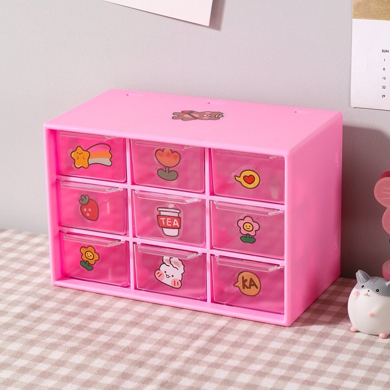 Custom Good Quality Transparent Nine Palace Grid Drawer Storage Box Desktop Storage Drawer
