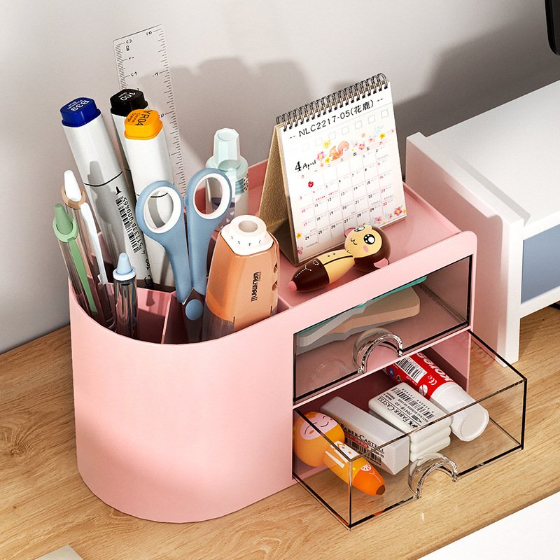 Wholesale Cosmetic Container Desktop Pen Holder Plastic Sundries Organizer Lipstick Drawer Storage Box