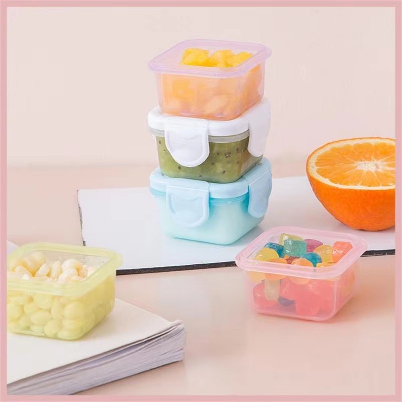 60ml Portable Baby Food Storage Freezer Containers Jam Dispenser Box Lunch Tableware Thickened Mini Food-grade Sealed Fresh Box