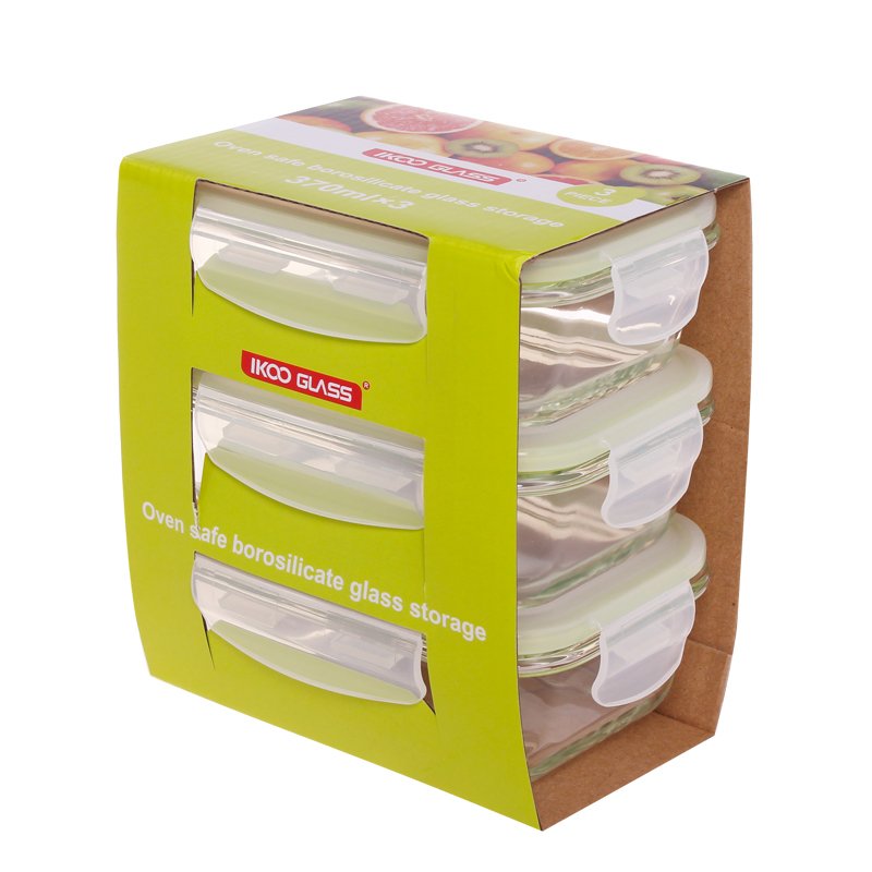 Glass Food Container With Pp Lid/ Glass Food Container With Pp Food Container Lid