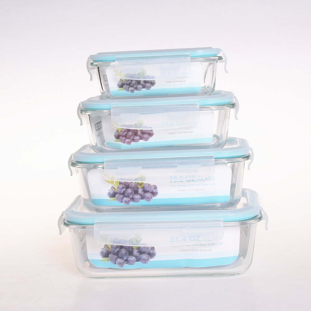 Glass Food Container With Pp Lid/ Glass Food Container With Pp Food Container Lid