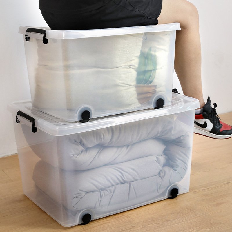 Chenyi High Quality Plastic Stackable Solid Storage Box For Toys Clothes Clear Large Capacity Storage Box With Wheels