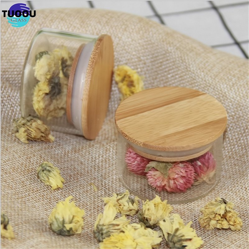 Borosilicate Kitchen Storage Glass Jars Set Spice Container Bottles With Bamboo Lid