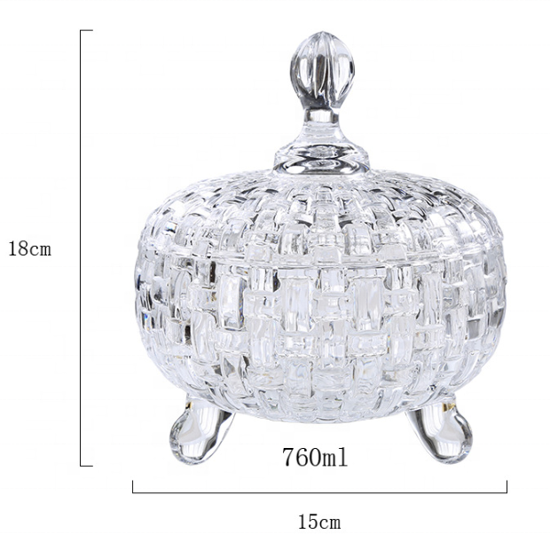 Wholesale Crystal Clear Glass Sugar Jar Sugar Bowl Glass Candy food storage Jars with Lid