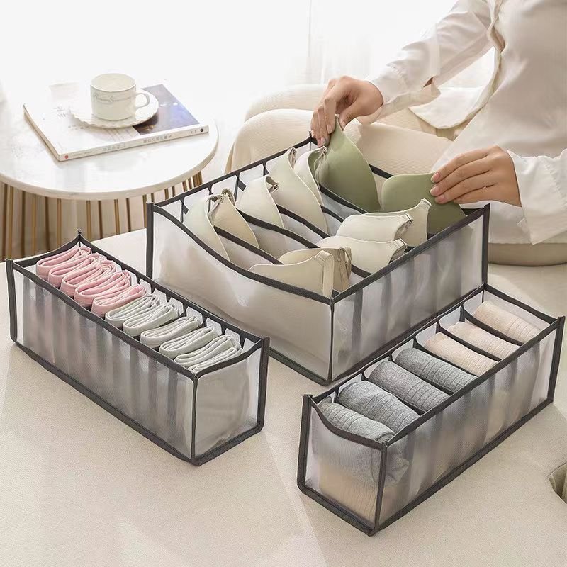 DS3943 Wardrobe Bra Organizer Foldable Bra Underwear Drawer Organizer Divider Bins for Socks Ties Bras Underwear Storage Box