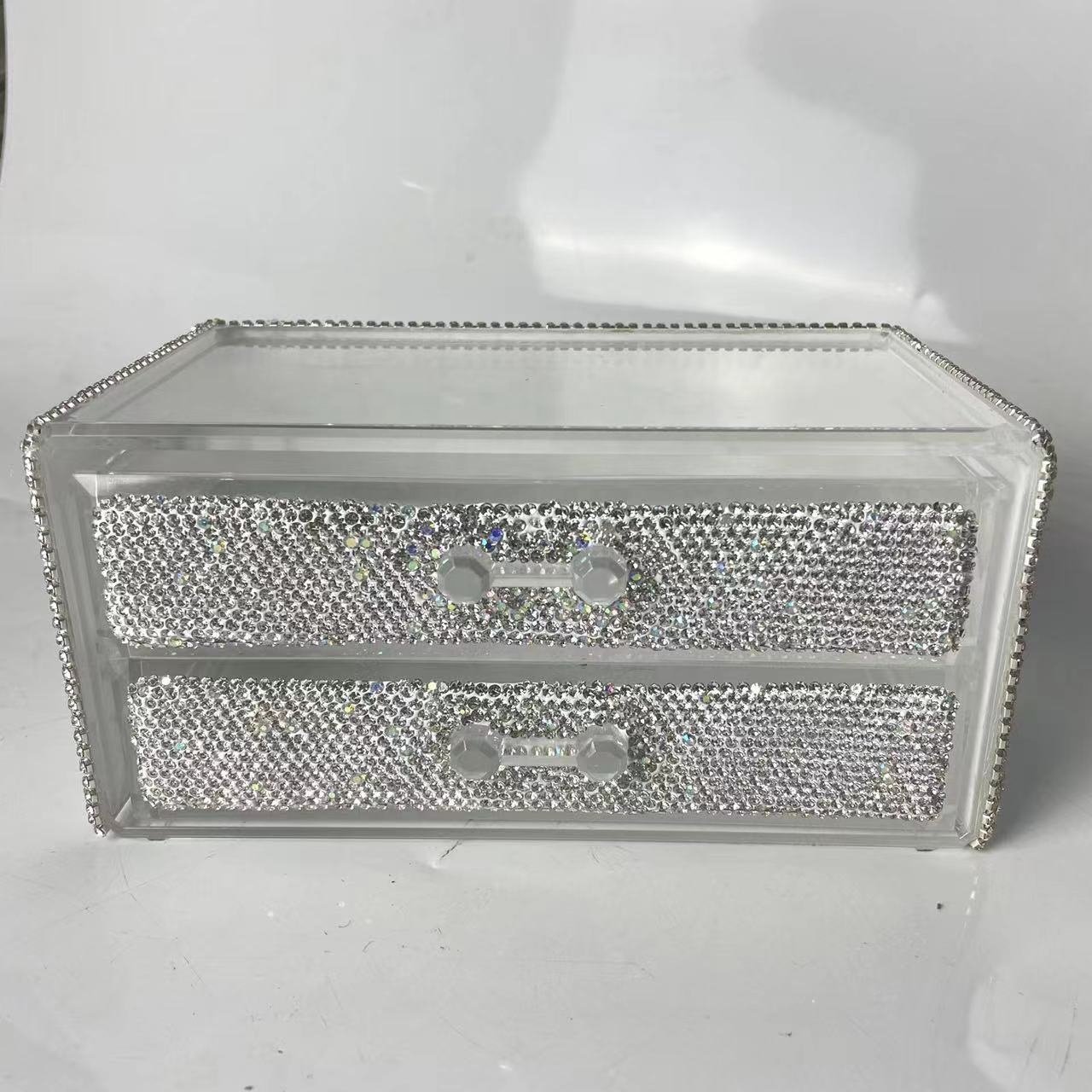 Bling Bling Jewellery Brush Storage Box for Women Bling Rhinestone Make up Drawer Organizer Acrylic Cosmetic Makeup Organizer