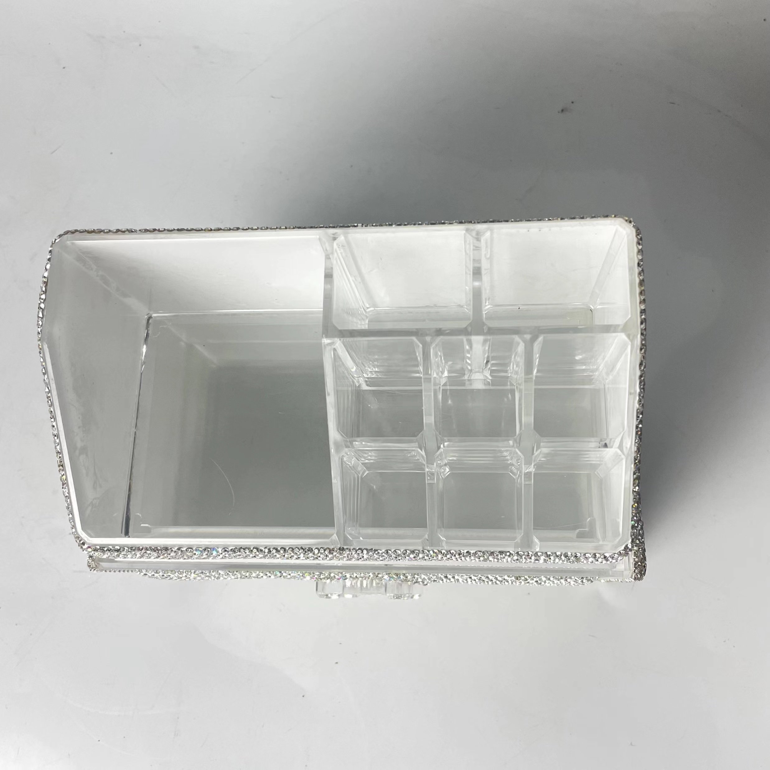 Bling Bling Jewellery Brush Storage Box for Women Bling Rhinestone Make up Drawer Organizer Acrylic Cosmetic Makeup Organizer