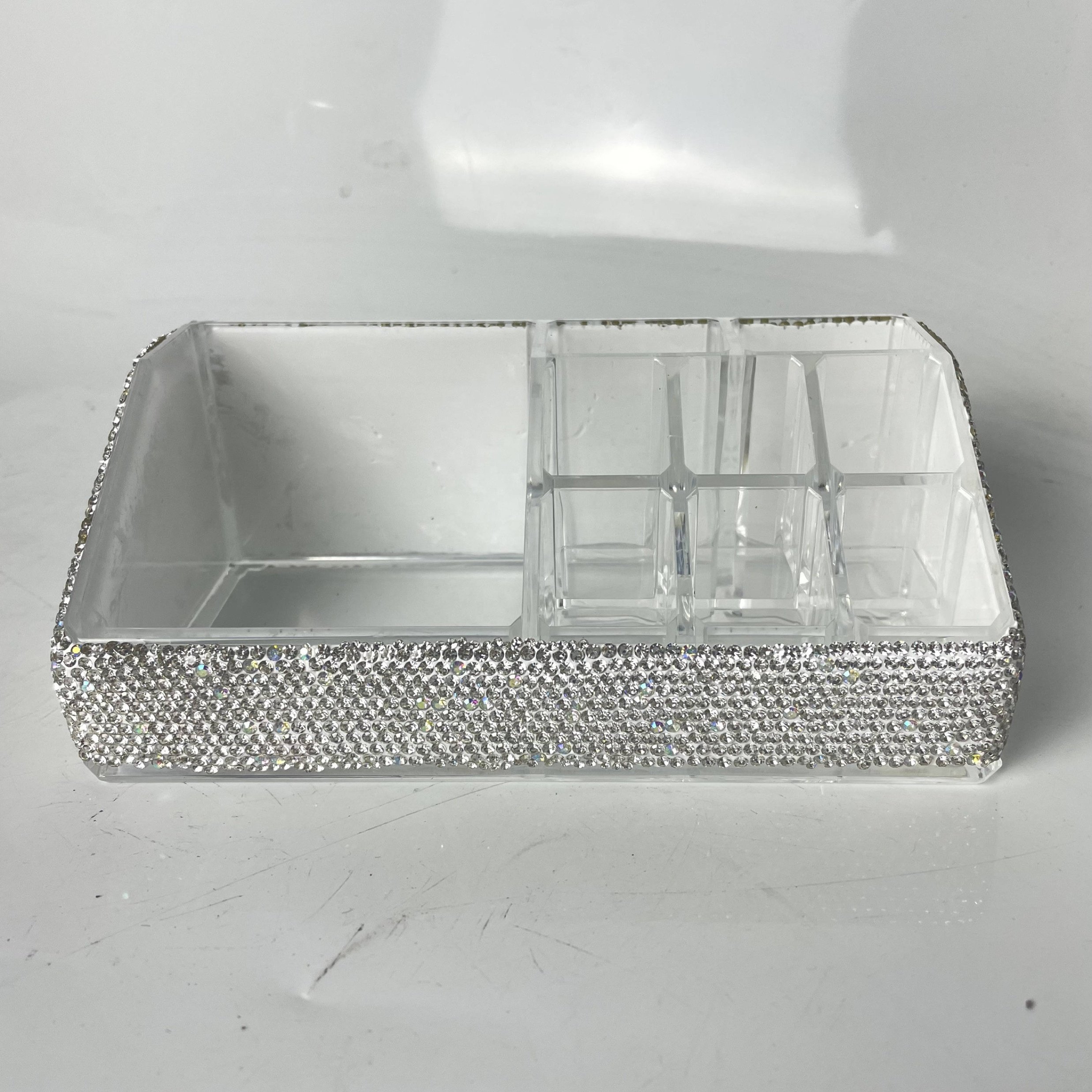 Bling Bling Jewellery Brush Storage Box for Women Bling Rhinestone Make up Drawer Organizer Acrylic Cosmetic Makeup Organizer
