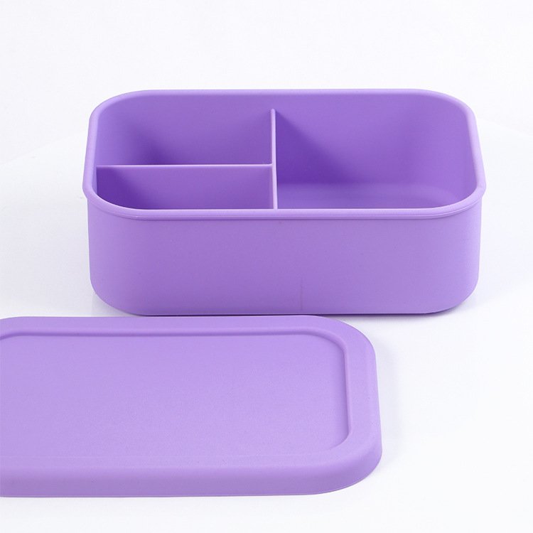 Best Seller Pure Food Grade Silicone 3 Compartment Lunch Box for Kids Microwave Bento Oven Safe Kitchen Food Storage & Container