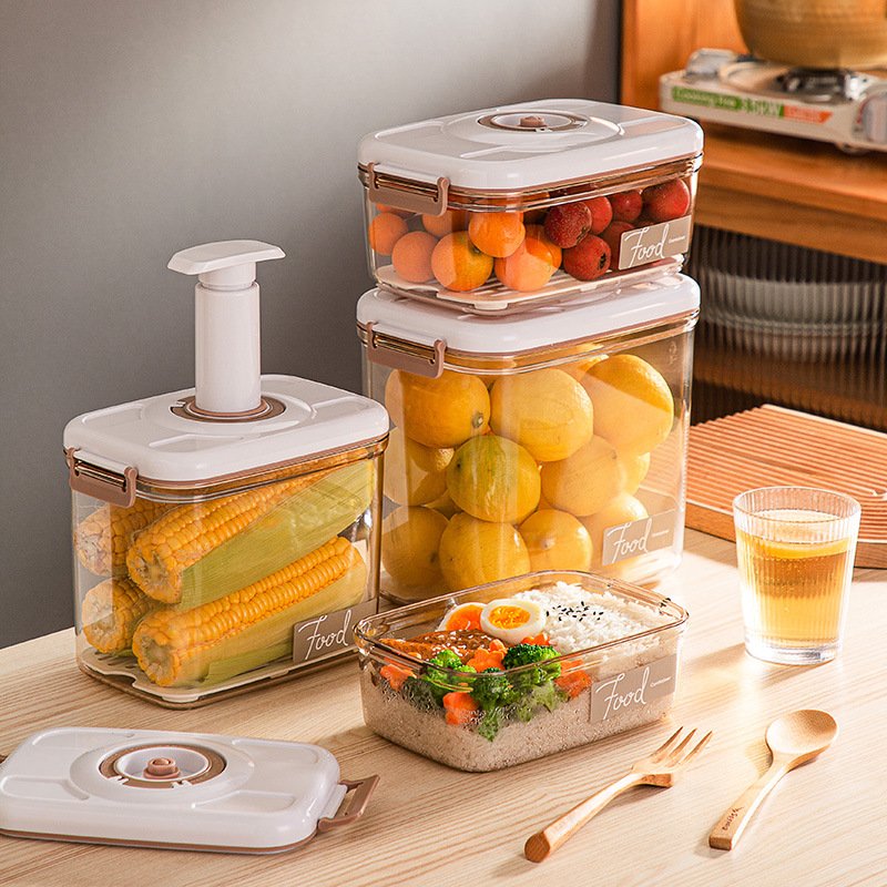 Airtight Vacuum Plastic Sealer with Hand Pump Air Valve Lids Sealed Tank Food Storage Container Kitchen Storage Box
