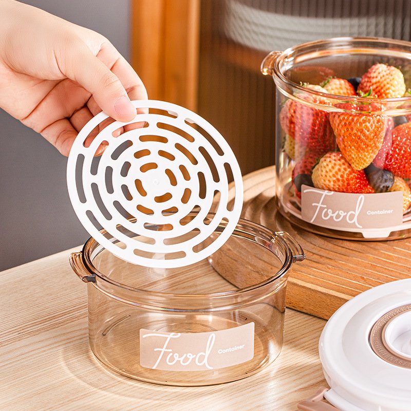 Airtight Vacuum Plastic Sealer with Hand Pump Air Valve Lids Sealed Tank Food Storage Container Kitchen Storage Box