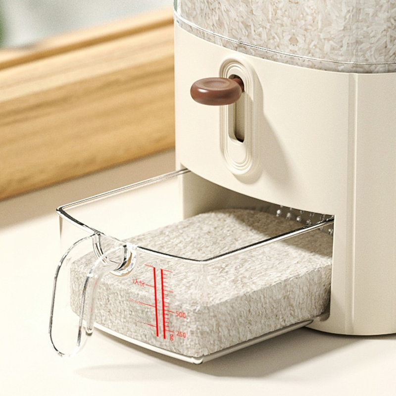 Rice Dispenser Kitchen Moisture-Proof 6-Grid Rotating Food Grain Dispenser Cereal Storage Box Rice Container Dispenser