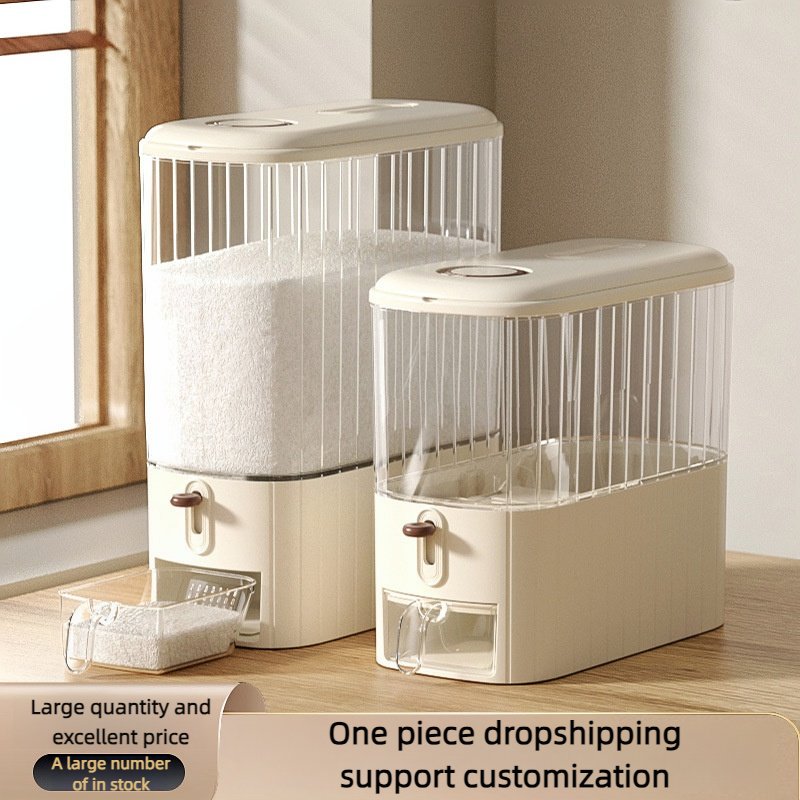 Rice Dispenser Kitchen Moisture-Proof 6-Grid Rotating Food Grain Dispenser Cereal Storage Box Rice Container Dispenser