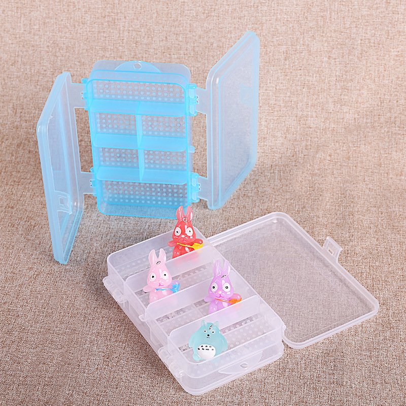 Foldable 2 side 10 grid medicine box plastic transparent storage box jewelry toy organizer for student