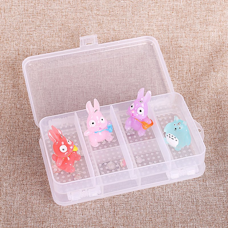 Foldable 2 side 10 grid medicine box plastic transparent storage box jewelry toy organizer for student